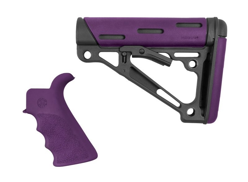 AR-15/M-16 2-Piece Kit Purple- Grip and Collapsible Buttstock - Fits Commercial Buffer Tube