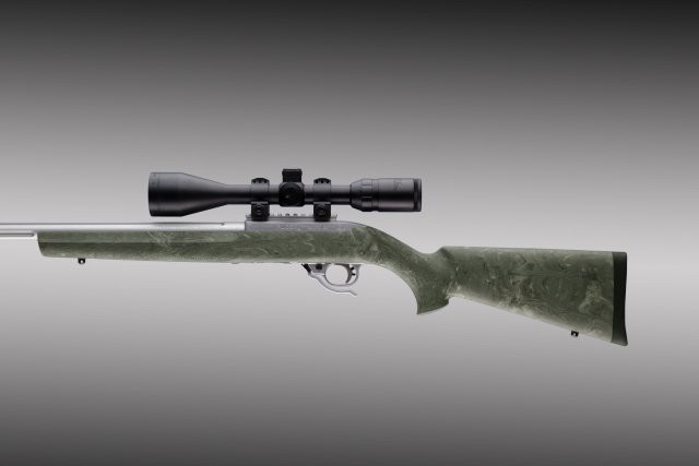 Ruger 10-22 Magnum Action Standard Bar. Ghillie Green Rubber O.M. Stock