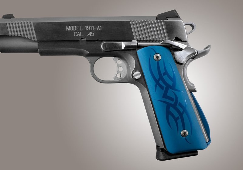 1911 Govt. Aluminum Magrip Kit - Tribal Arched Matte Blue