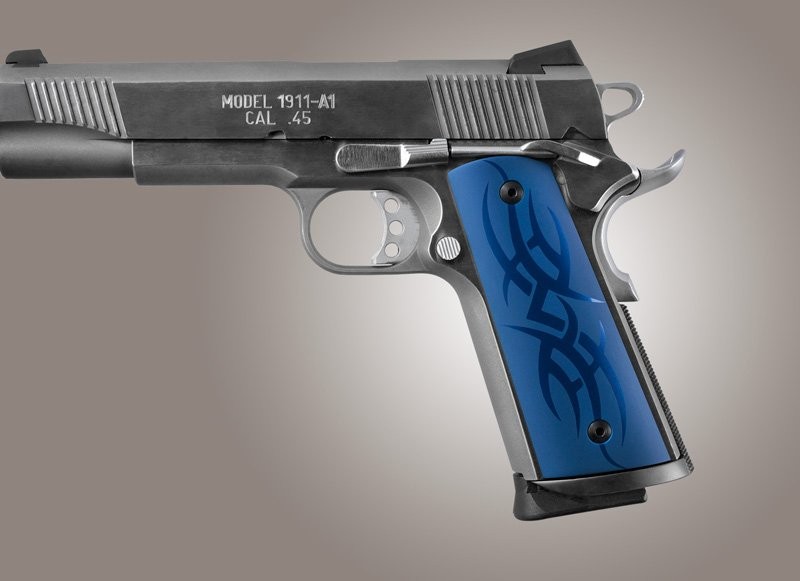 1911 Govt. Model S&A Mag Well Tribal Aluminum - Blue Anodized