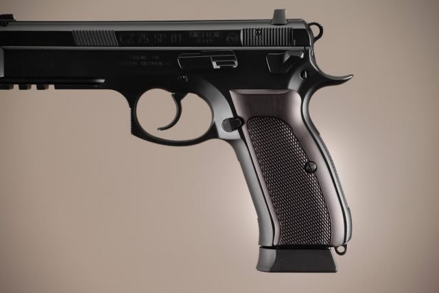 CZ-75 - CZ-85 Checkered Aluminum - Brushed Gloss Black Anodize