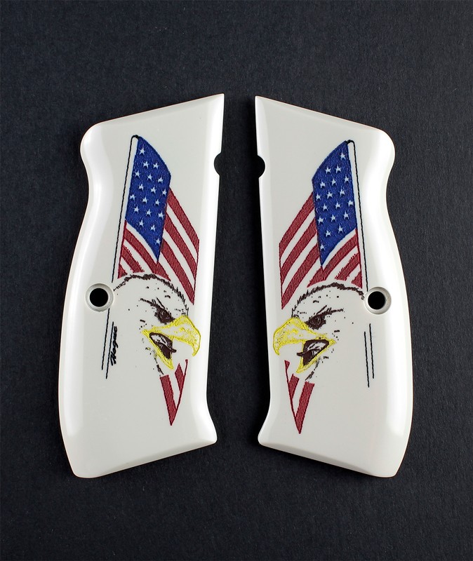 CZ 75 Scrimshaw Ivory Polymer - Eagle with Flag
