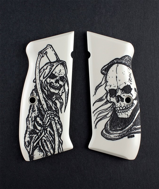 CZ 75 Scrimshaw Ivory Polymer - Grim Reaper
