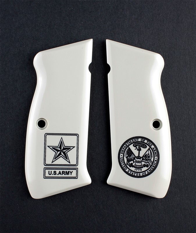 CZ 75 Scrimshaw Ivory Polymer - Army insignia
