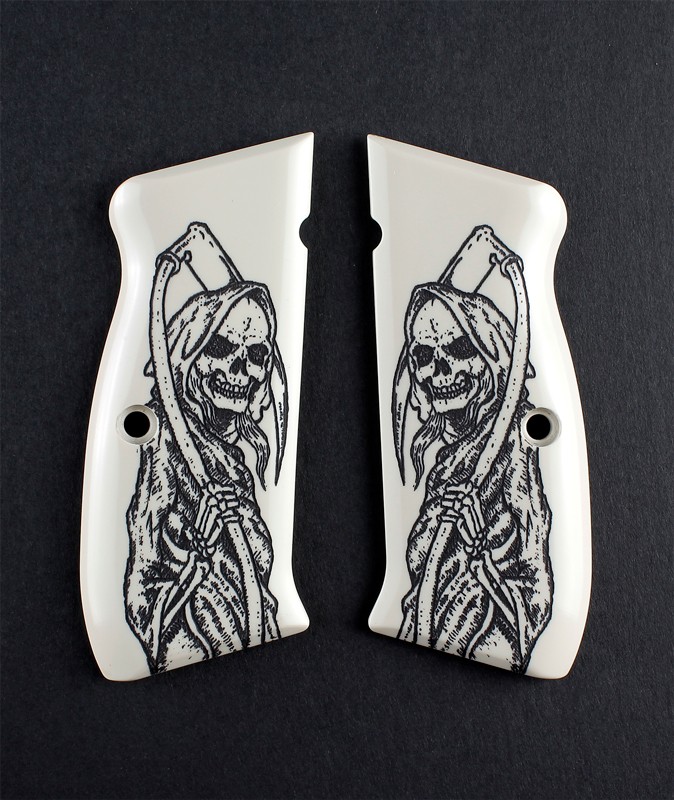 CZ 75 Scrimshaw Ivory Polymer - Grim Reaper Full Body X2

