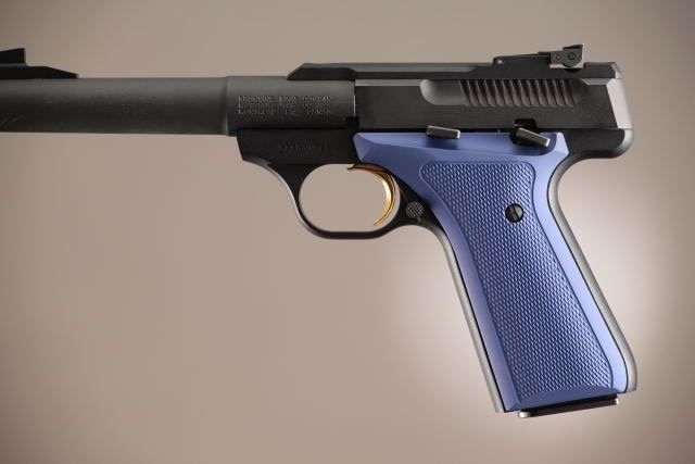 Browning BuckMark Checkered Aluminum - Matte Blue Anodize