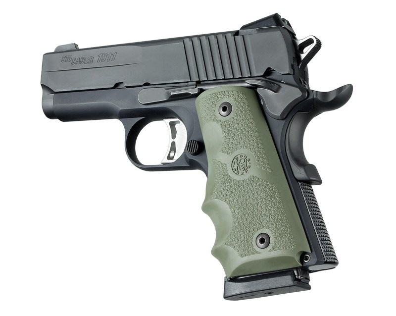 1911 Officers Model Rubber Grip with Finger Grooves OD Green