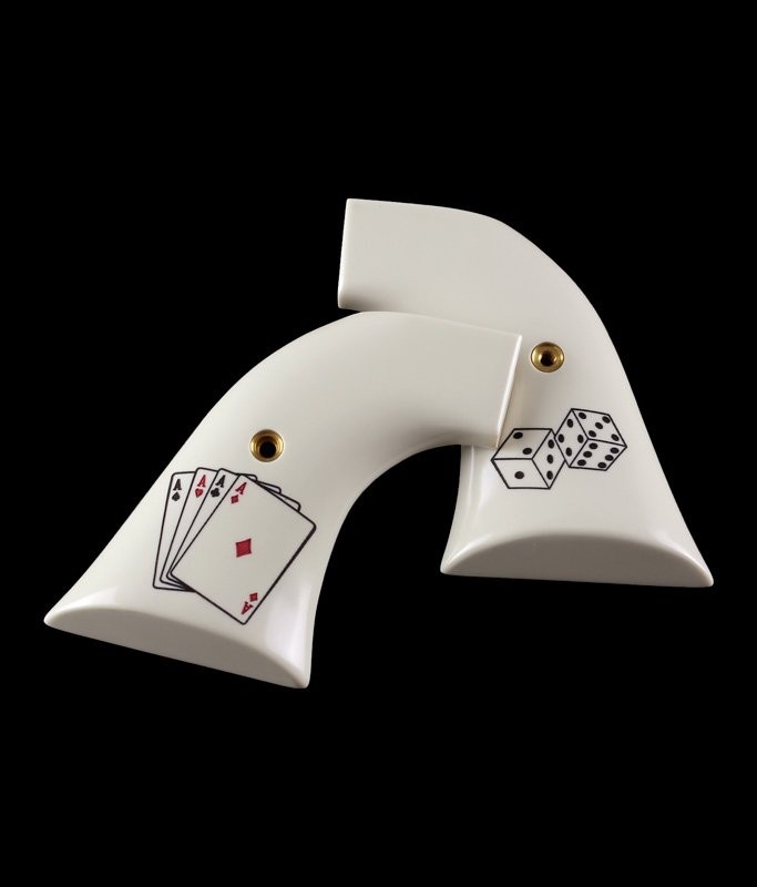 New XR3 Blackhawk/Vaquero Scrimshaw Ivory Polymer - Aces w/Dice