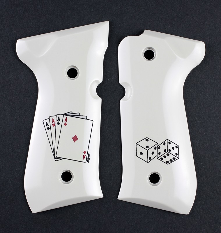 Beretta 92 Scrimshaw Ivory Polymer - Aces w/Dice