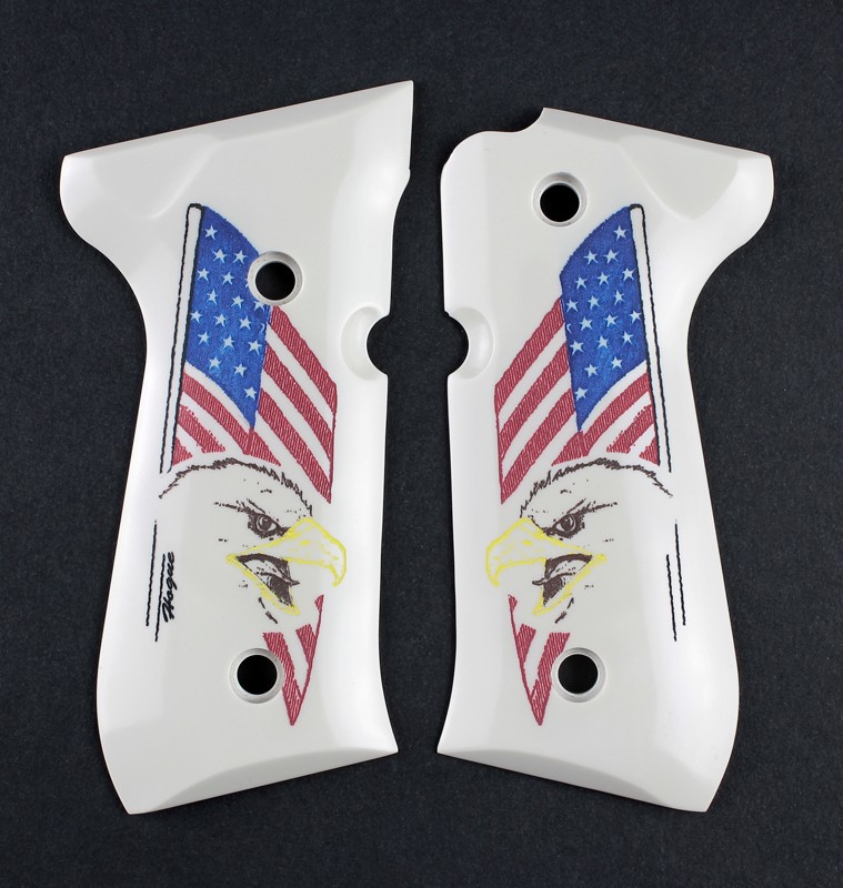 Beretta 92 Scrimshaw Ivory Polymer - Eagle with Flag
