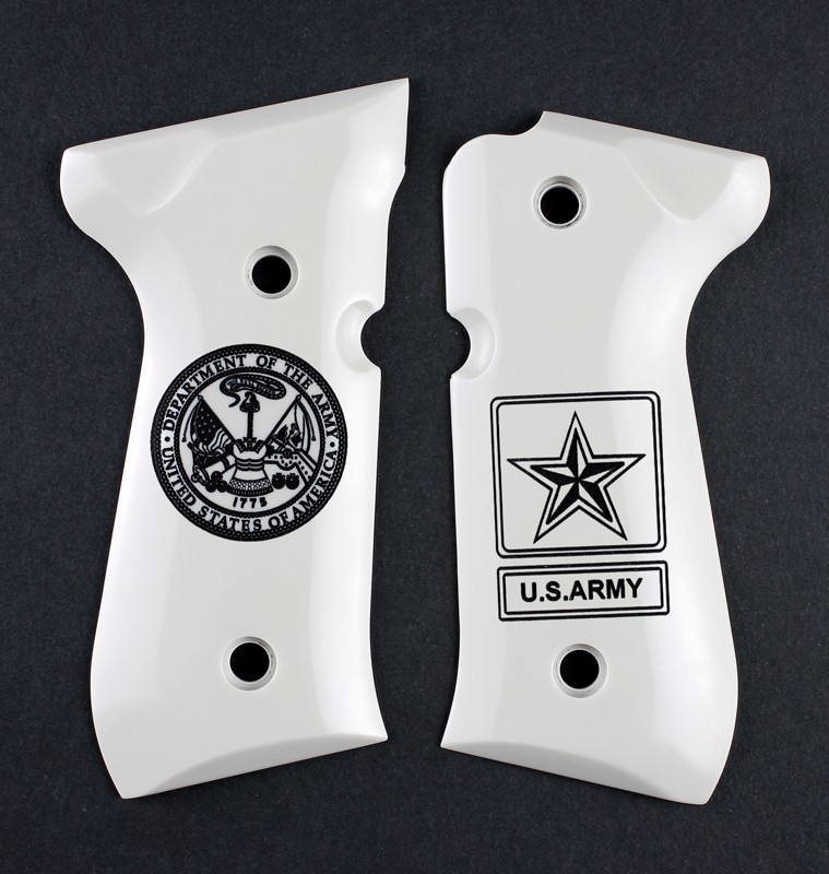 Beretta 92 Scrimshaw Ivory Polymer - Army insignia