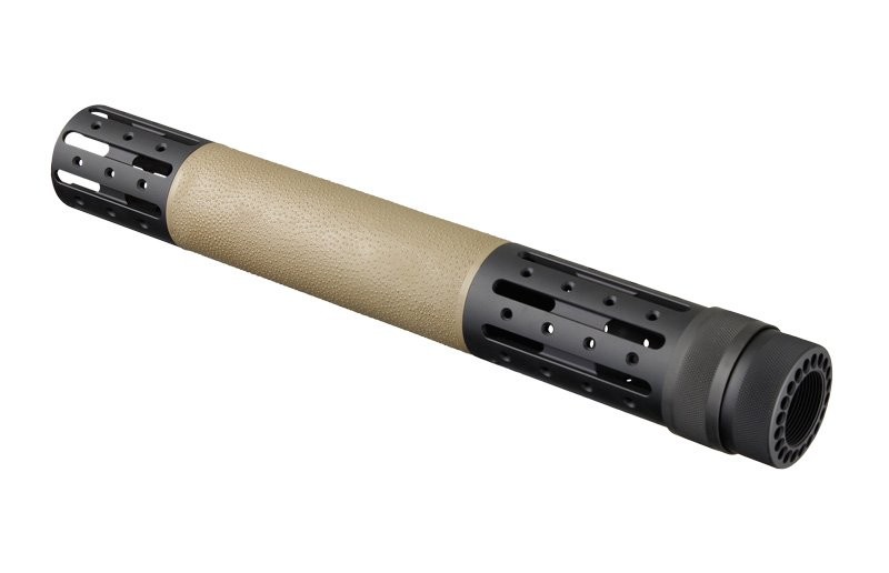 AR-15/M-16 Extended Length Free Float Forend with OverMolded Gripping area and Accessory Attachments Flat Dark Earth