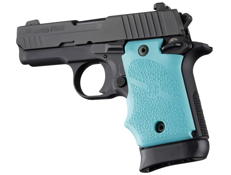 SIG Sauer P938 Ambi Safety Rubber Grip with Finger Grooves Aqua