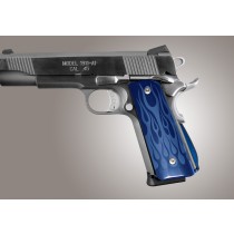 1911 Govt. Aluminum Magrip Kit - Flames Arched Blue Anodize
