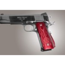 1911 Govt. Aluminum Magrip Kit - Flames Arched Matte Red