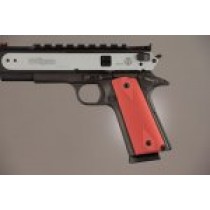 1911 Govt. Model 3/16 Thin Checkered Aluminum - Matte Red Anodized