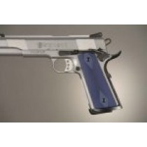 1911 Govt. Model S&A Mag Well Checkered Aluminum - Matte Blue Anodized