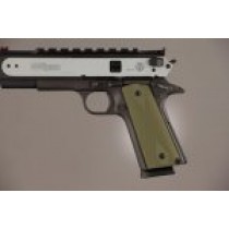 1911 Govt. Model 3/16 Thin Checkered Aluminum - Matte Green Anodized