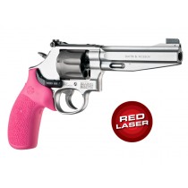 Laser Enhanced Grip Red Laser - S&W K or L Frame Round Butt Rubber Monogrip Pink