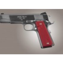1911 Govt. Model 9/32 Thick Checkered Aluminum - Matte Red Anodized