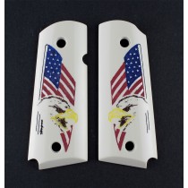 1911 Officers Model Scrimshaw Ivory Polymer - Eagle with Flag