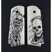 1911 Officers Model Scrimshaw Ivory Polymer - Grim Reaper Bust and Body