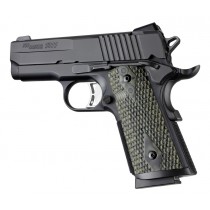1911 Officers Model S&A Mag Well Piranha Grip G10 - G-Mascus Green