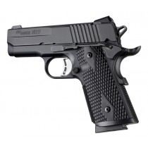 1911 Officers Model S&A Mag Well Piranha Grip G10 - Solid Black
