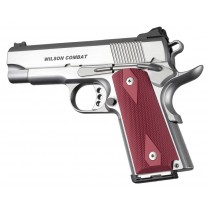 1911 Officers Model Checkered Aluminum - Matte Red Anodized