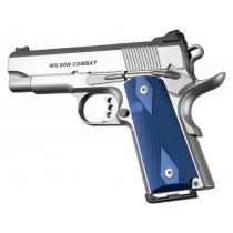 1911 Officers Model Checkered Aluminum - Matte Blue Anodized