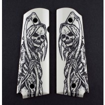 1911 Govt. Model Scrimshaw Ivory Polymer - Grim Reaper Full-Body X2 - Ambi-Cut