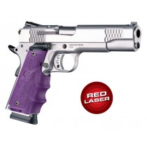 Laser Enhanced Grip Red Laser - Govt. Model 1911 Rubber Grip with Finger Grooves Purple