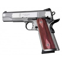 1911 Govt. Model Rosewood Laminate S&A/Techwell Mag Well, Ambi-Cut, Checkered Panels