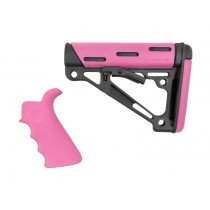 AR-15/M-16 2-Piece Kit Pink- Grip and Collapsible Buttstock - Fits Commercial Buffer Tube