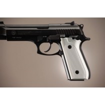 Taurus PT-99 PT-92 PT-100 PT-101 With Decocker Checkered Aluminum - Brushed Gloss Clear Anodize