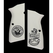 Browning Hi-Power Engraved Ivory Polymer - Navy insignia