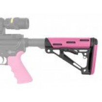AR-15/M-16 OverMolded Collapsible Buttstock - Fits Commercial Buffer Tube - Pink Rubber