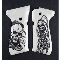 Beretta 92 Scrimshaw Ivory Polymer - Grim Reaper
