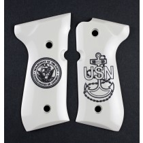 Beretta 92 Scrimshaw Ivory Polymer - Navy insignia
