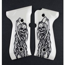 Beretta 92 Scrimshaw Ivory Polymer - Grim Reaper Full Body X2
