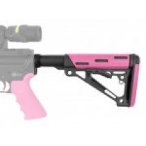AR-15/M-16 OverMolded Collapsible Buttstock Assembly - Includes Mil-Spec Buffer Tube and Hardware - Pink Rubber