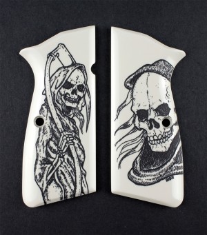Browning Hi-Power Scrimshaw Ivory Polymer - Grim Reaper Bust and Body