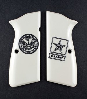 Browning Hi-Power Engraved Ivory Polymer - Army insignia