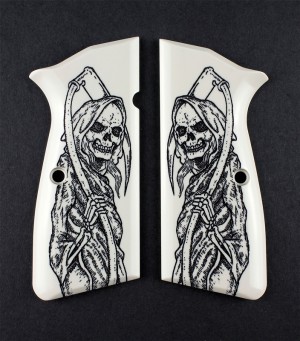 Browning Hi-Power Scrimshaw Ivory Polymer - Grim Reaper Full-Body X2
