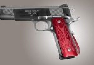 1911 Govt. Aluminum Magrip Kit - Flames Arched Matte Red