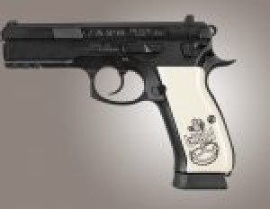 CZ 75 Scrimshaw Ivory Polymer - Navy insignia
