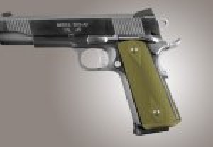 1911 Govt. Aluminum Magrip Kit - Checkered Flat Mainspring Matte Green