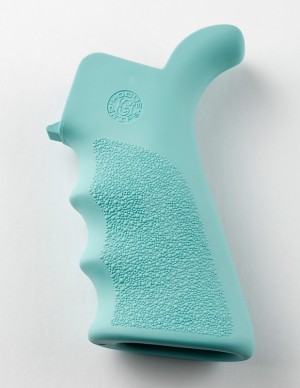 AR-15/M-16 Rubber Grip Beavertail with Finger Grooves Aqua