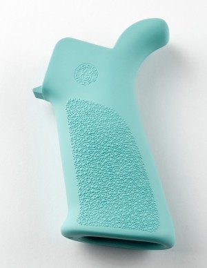 AR-15/M-16 Rubber Grip Beavertail with No Finger Grooves Aqua