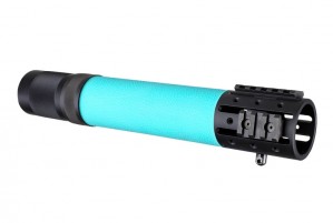 AR-15/M-16 Rifle Length Free Float Forend with OverMolded Gripping area and Accessory Attachments Aqua